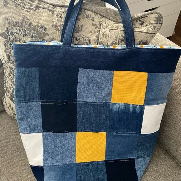 SOLD 🛍️ Large handmade denim tote bag - Picture 8 of 8